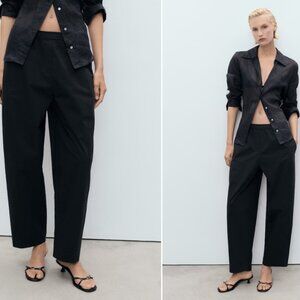 MANGO Cotton Barrel Pant